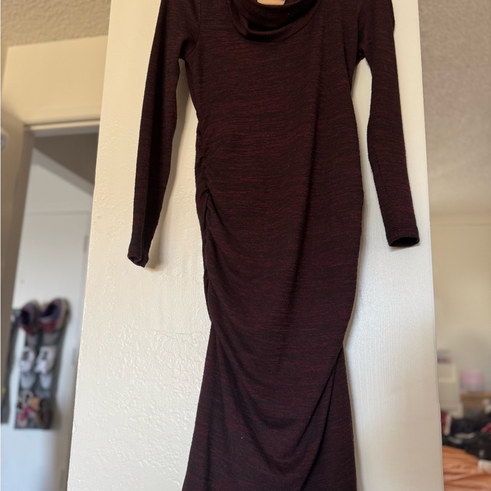 Chic Long Sleeve Maroon Dress